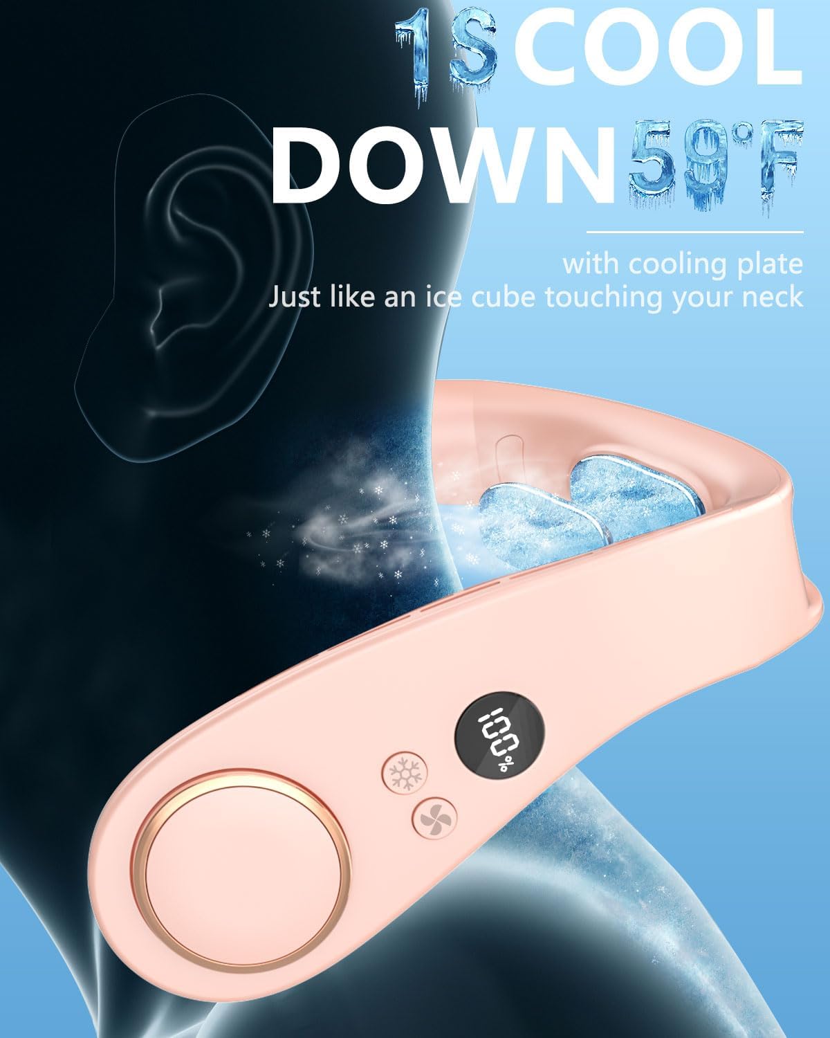 Bladeless Neck Fan with Cooling Plate and LED Display – Neck Cooler Pro