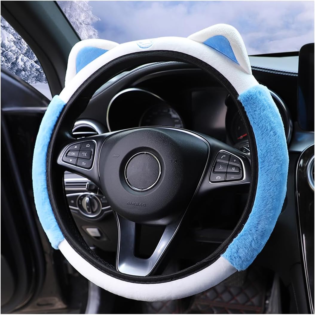 Fluffy Steering Wheel Cover with Cat Ears - Stay Warm and Stylish