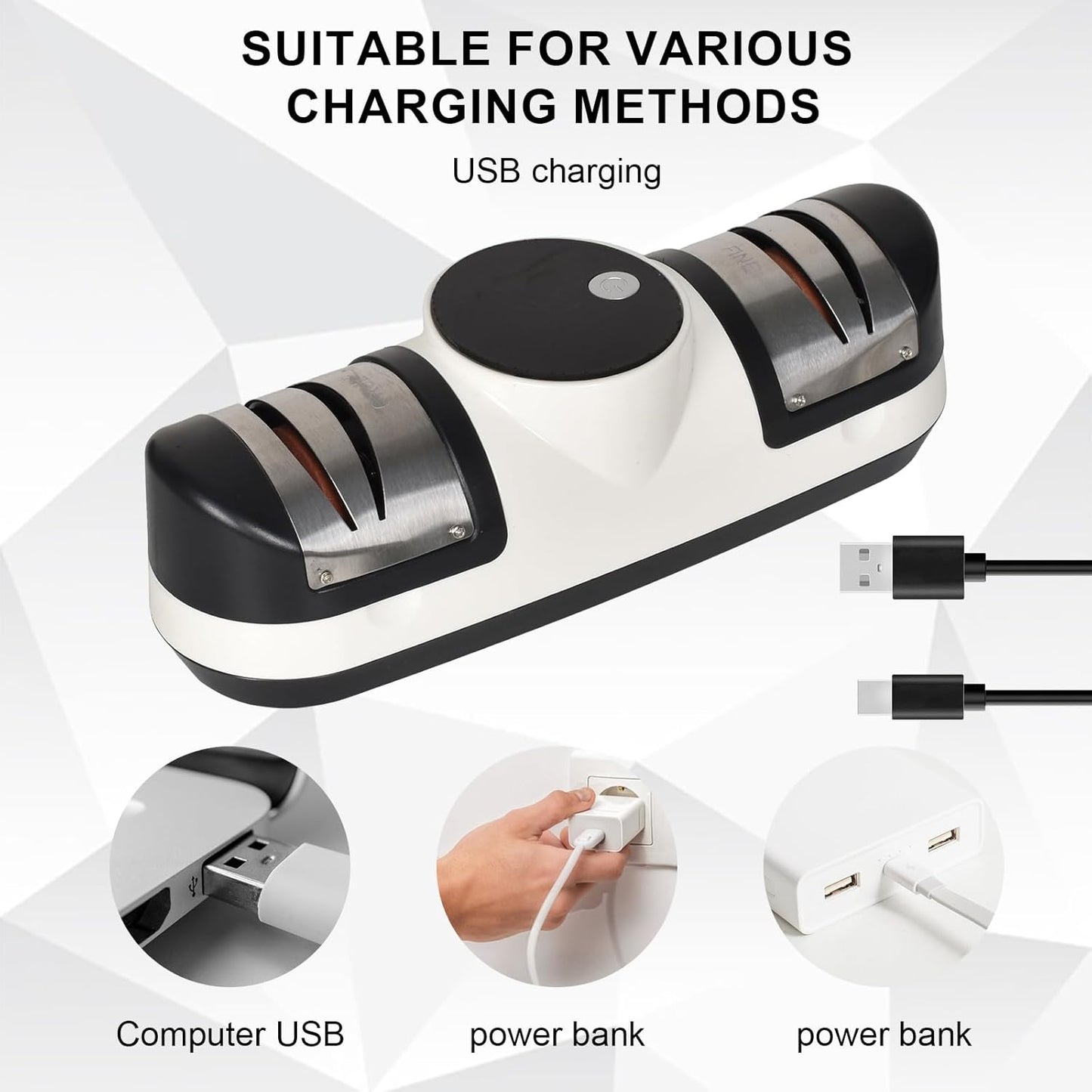 Electric Knife Sharpener with 3 Speed Settings and LED Indicator