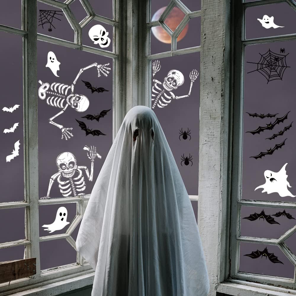 140-Piece Spooky Window Stickers for Halloween Fun