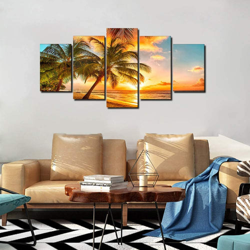 Stunning 5-Piece Beach Sunset Canvas Art Set
