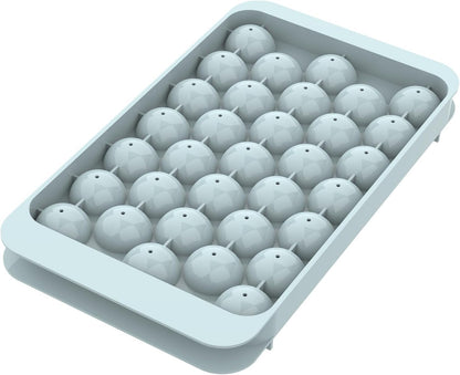 2-Pack Round Ice Mold Trays with Lids and Bin – 0.8” Freezer Tools