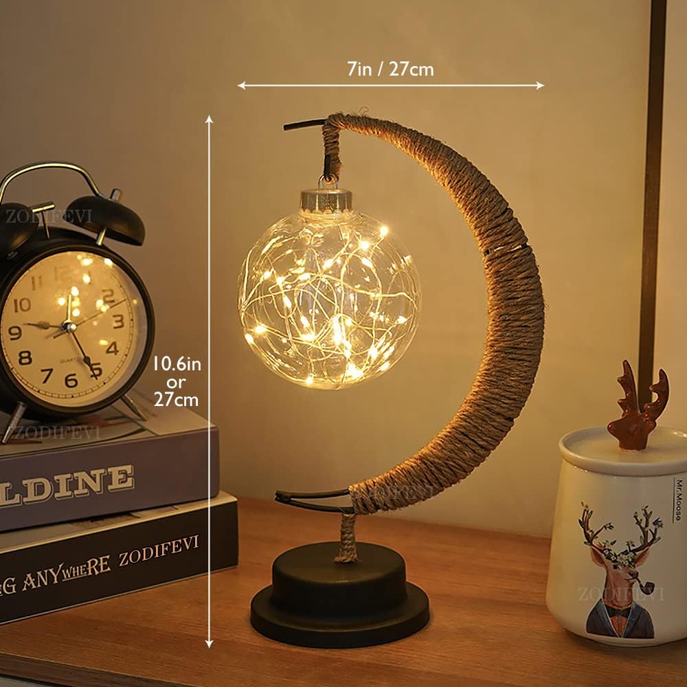 Decorative Table Lamp with Warm Ambient Light - Moon Sphere Design