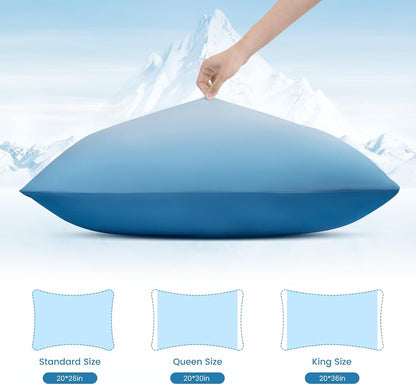 Set of 2 Blue Cooling Pillow Covers – Soft, Breathable, Hair & Skin Care