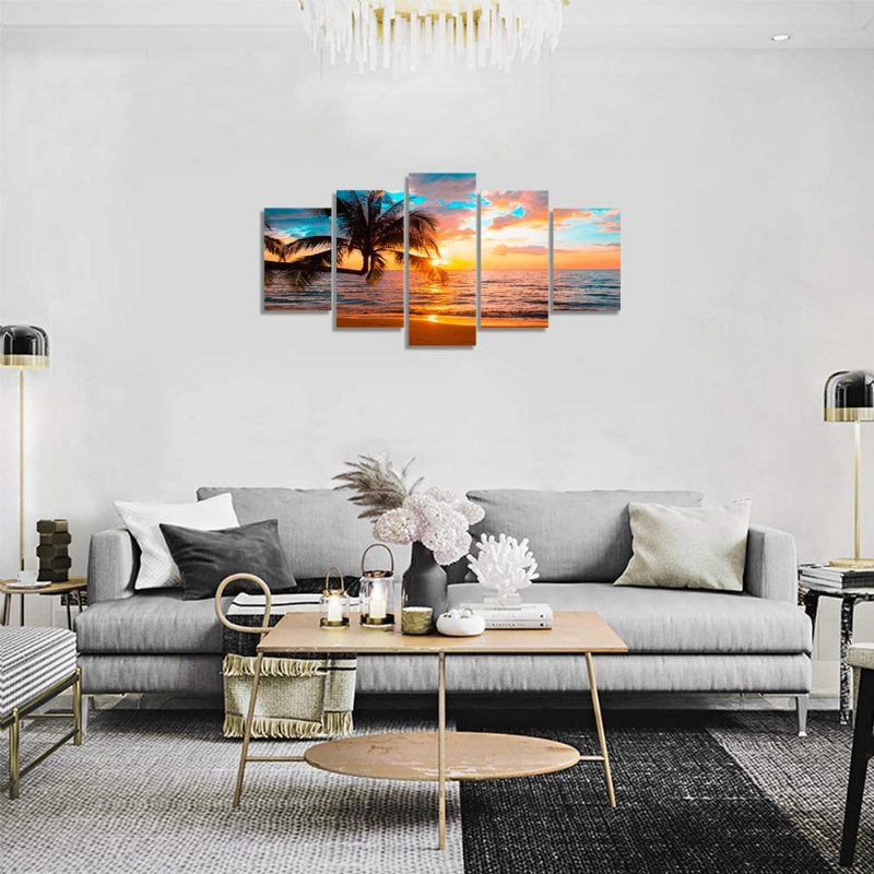 Serene Coastal Escape - 5 Panel Canvas Art Set