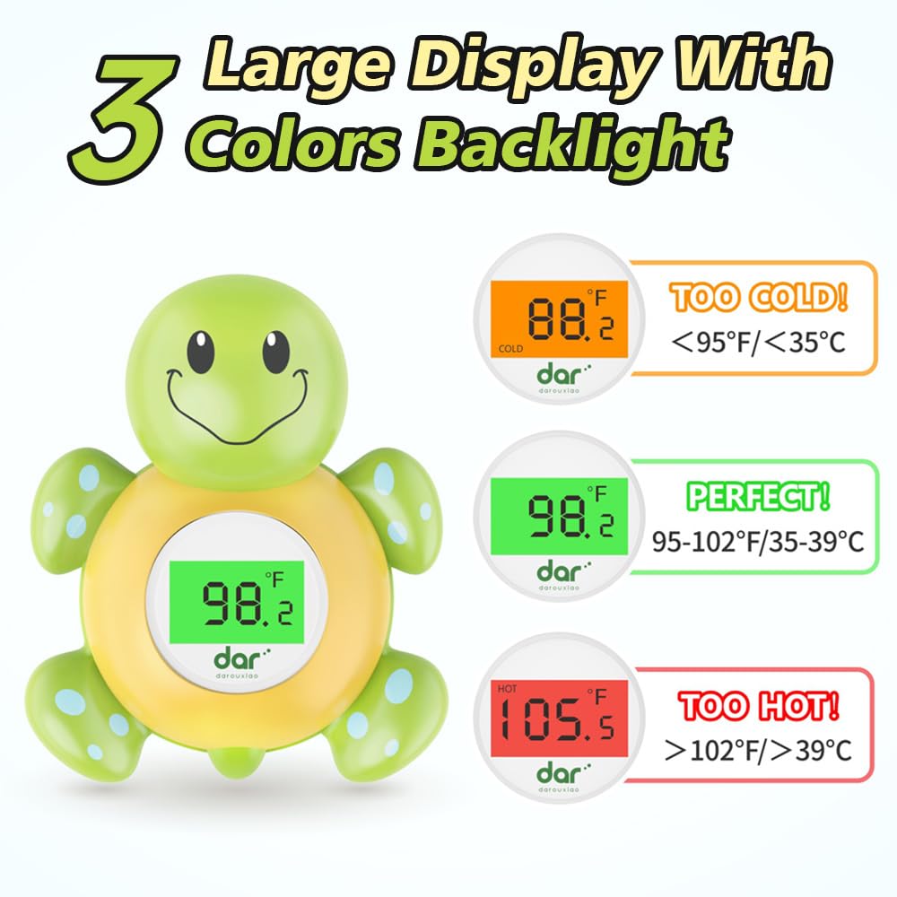 Digital Baby Bath Thermometer with 3 Color Display and Temperature Alert