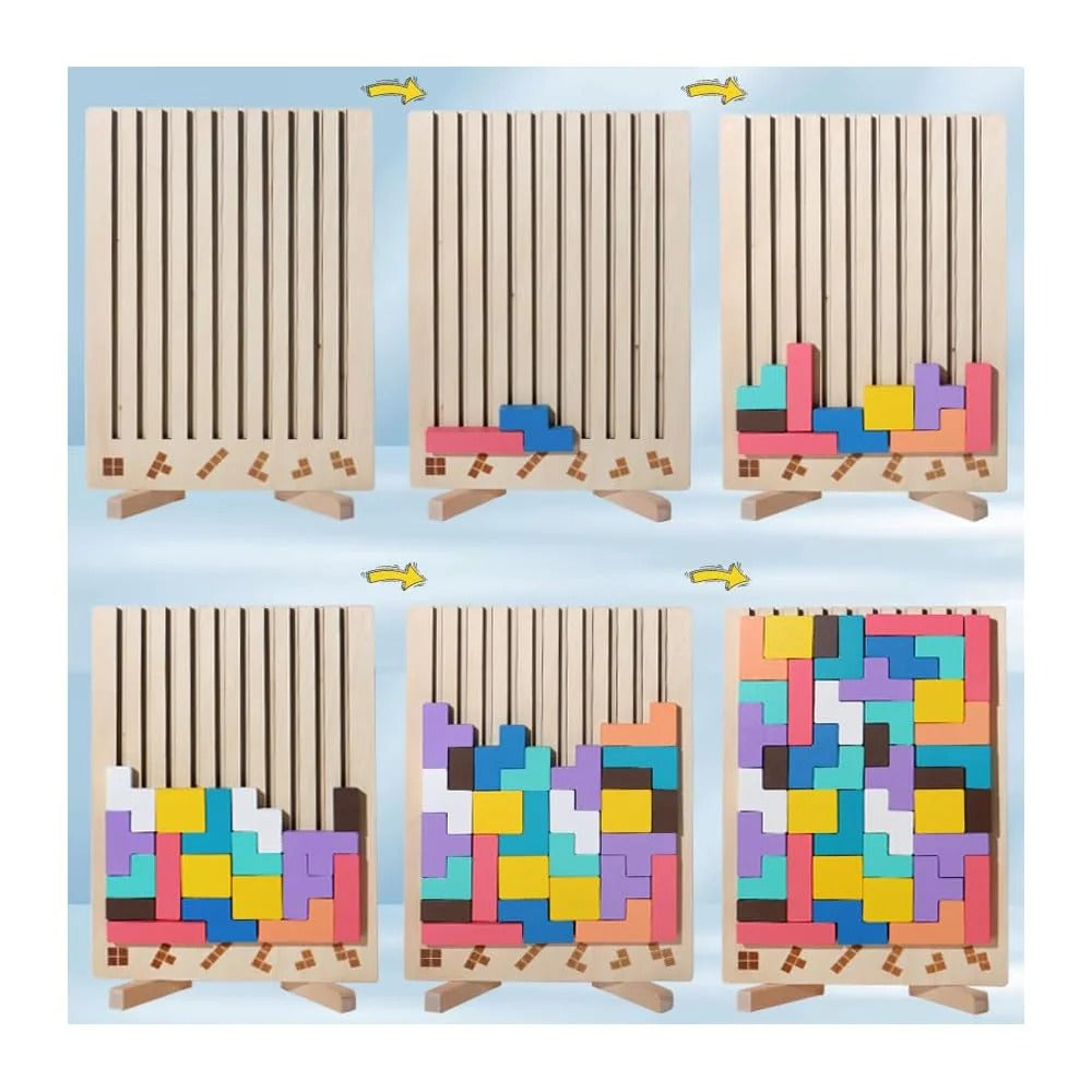 Colorful Wooden Stacking Game for Kids | Boosts Logic & Creativity
