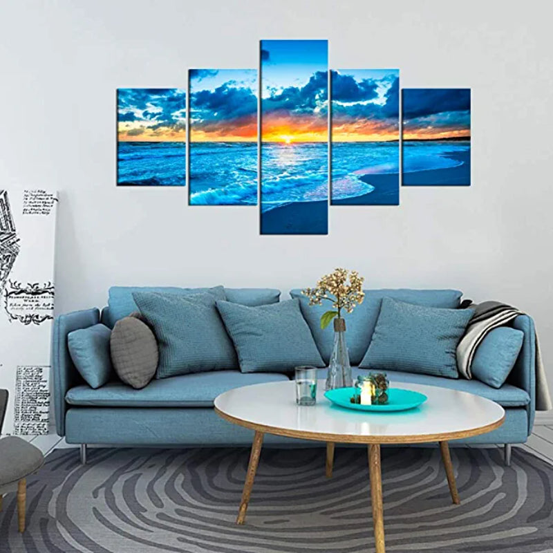 Stunning 5-Piece Coastal Sunrise Canvas Art Set