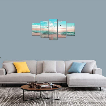 Vibrant Ocean Sunset 5-Piece Canvas Wall Art Set