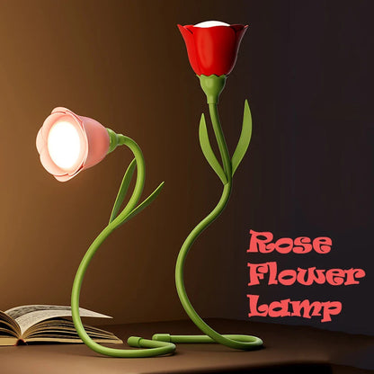 Rechargeable LED Rose Lamp – Flexible & Dimmable Night Light with 3 Colors