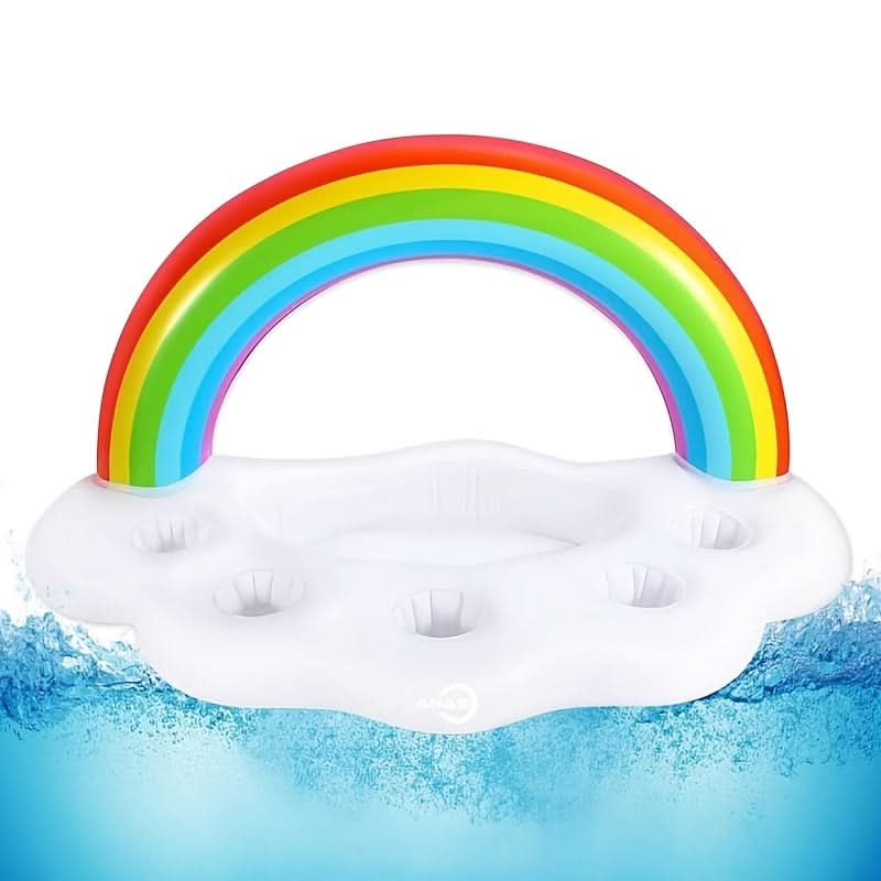 Inflatable Rainbow Drink Holder for Pool and Beach