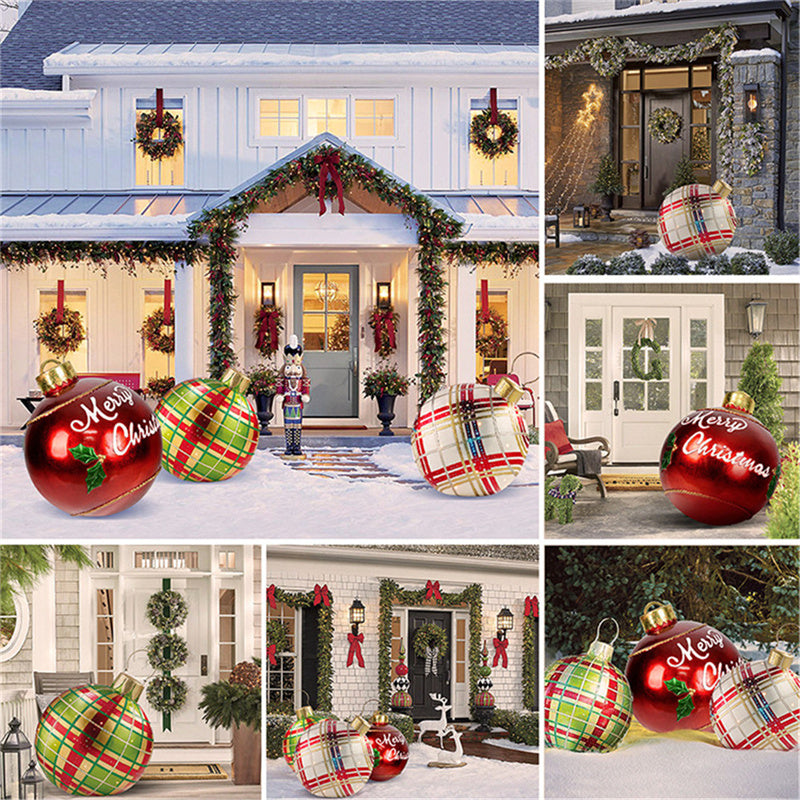 60cm Inflatable Outdoor Christmas Ball – Weatherproof PVC Decoration