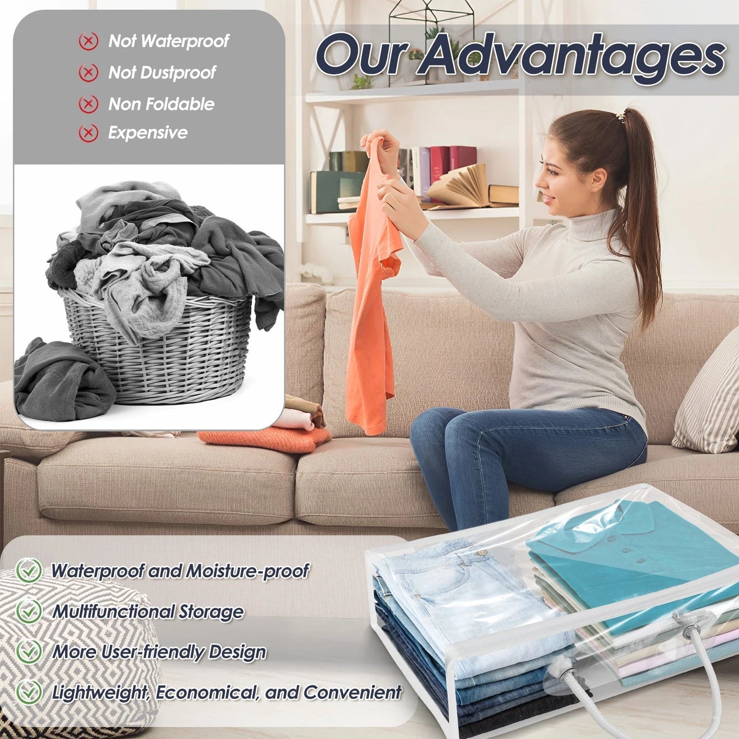 Transparent Storage Bag Set | Waterproof PVC | Dustproof | 6-Piece Organizer | 40 x 30 x 10 cm