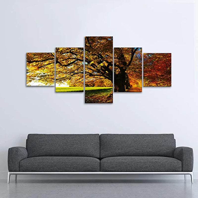 5-Piece Autumn Tree Landscape Canvas Artwork Set