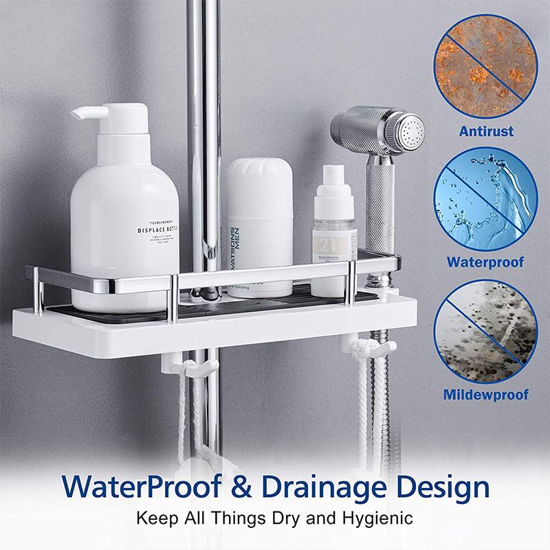 Shower Storage Organizer for Rail - No Drill Bathroom Shelf Caddy