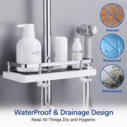 Shower Storage Organizer for Rail - No Drill Bathroom Shelf Caddy