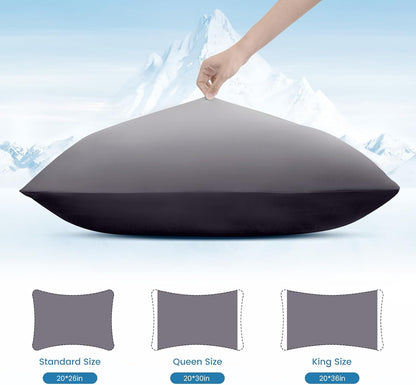 Set of 2 Gray Cooling Pillow Covers – Soft, Breathable, Hair & Skin Friendly