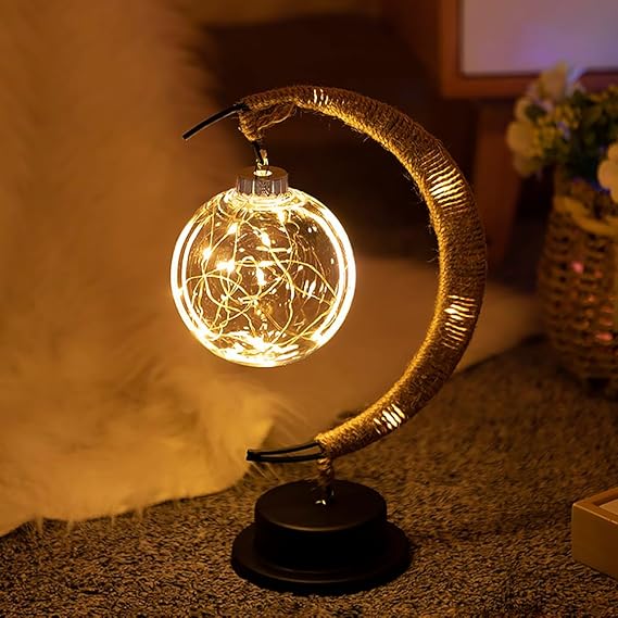 Decorative Table Lamp with Warm Ambient Light - Moon Sphere Design