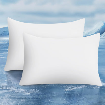 Cooling White Pillowcases Set of 2 - Silky Soft Q-Max 0.5