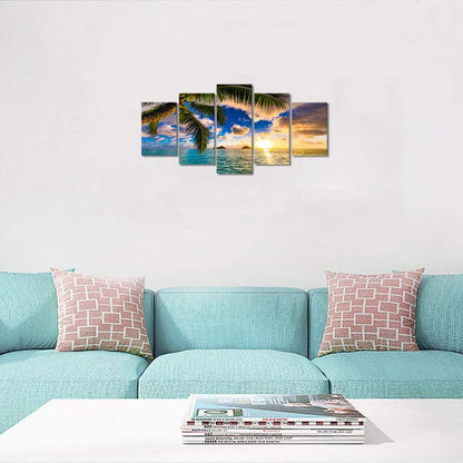 Stunning 5-Piece Coastal Sunset Canvas Art Set