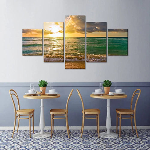 5-Piece Coastal Sunset Canvas Art Set | OceanVista