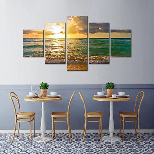 5-Piece Coastal Sunset Canvas Art Set | OceanVista