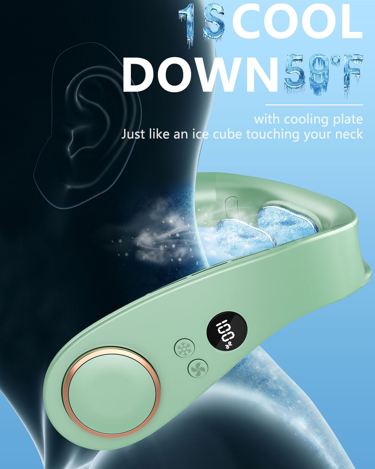 Bladeless Neck Fan with Cooling Plate and LED Display – Neck Cooler Pro