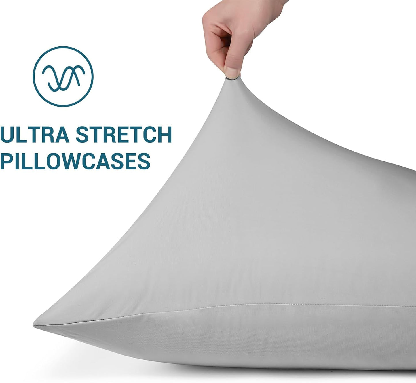 Cooling Pillowcases Set of 2 – Q-Max >0.5, Anti-Static, Gray with Hidden Zipper