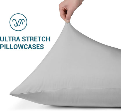 Cooling Pillowcases Set of 2 – Q-Max >0.5, Anti-Static, Gray with Hidden Zipper
