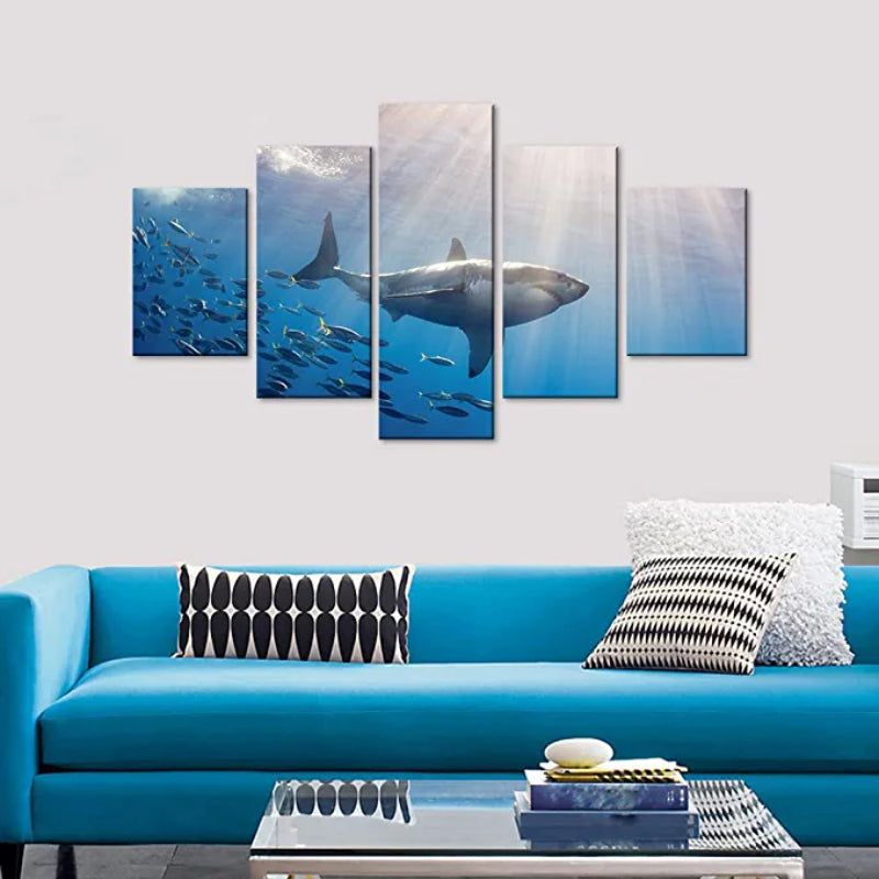 Dynamic 5-Piece Ocean Life Canvas Art Set