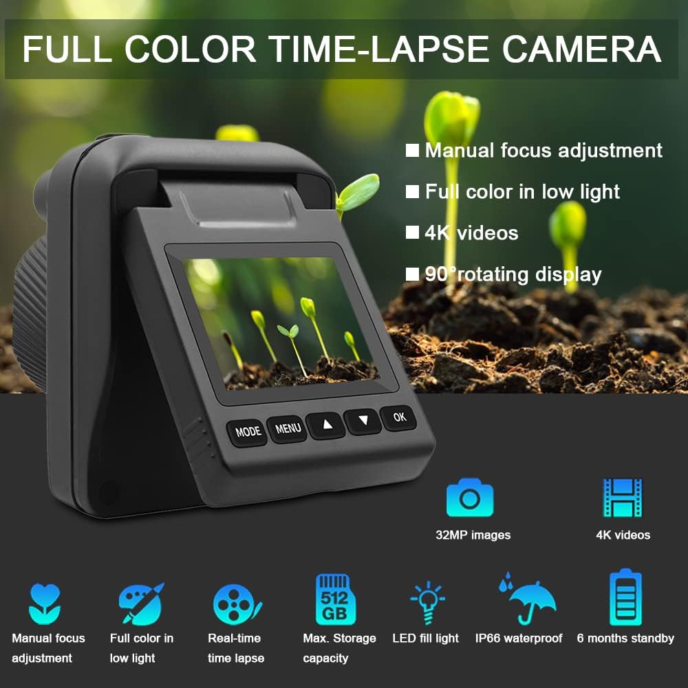 4K Outdoor Time Lapse Camera with 6-Month Battery Life