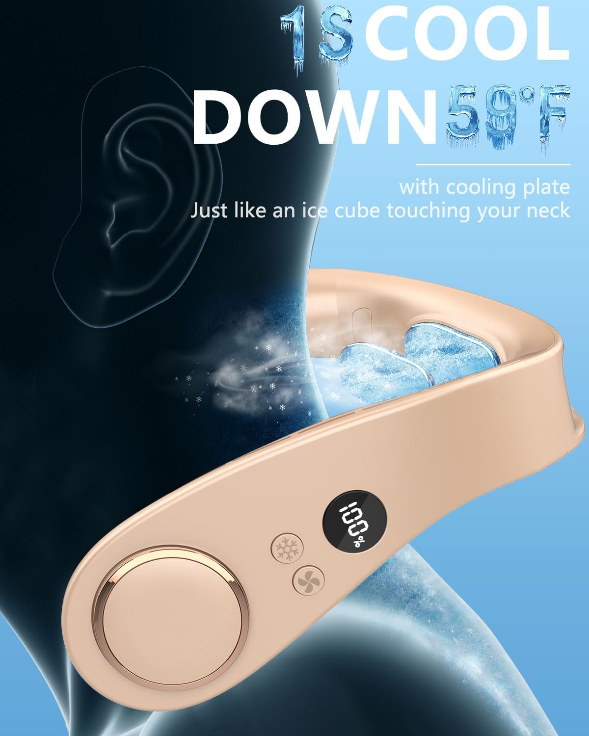 Bladeless Neck Fan with Cooling Plate and LED Display – Neck Cooler Pro