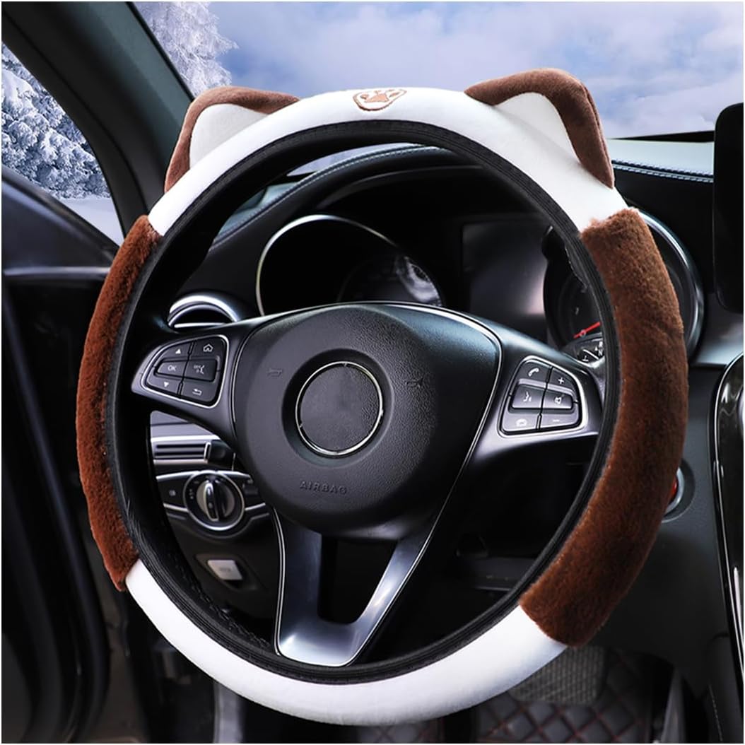 Fluffy Steering Wheel Cover with Cat Ears - Stay Warm and Stylish