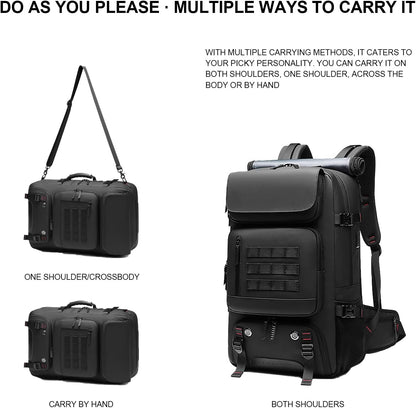 Waterproof 50L Travel Backpack featuring Shoe Storage and USB Port