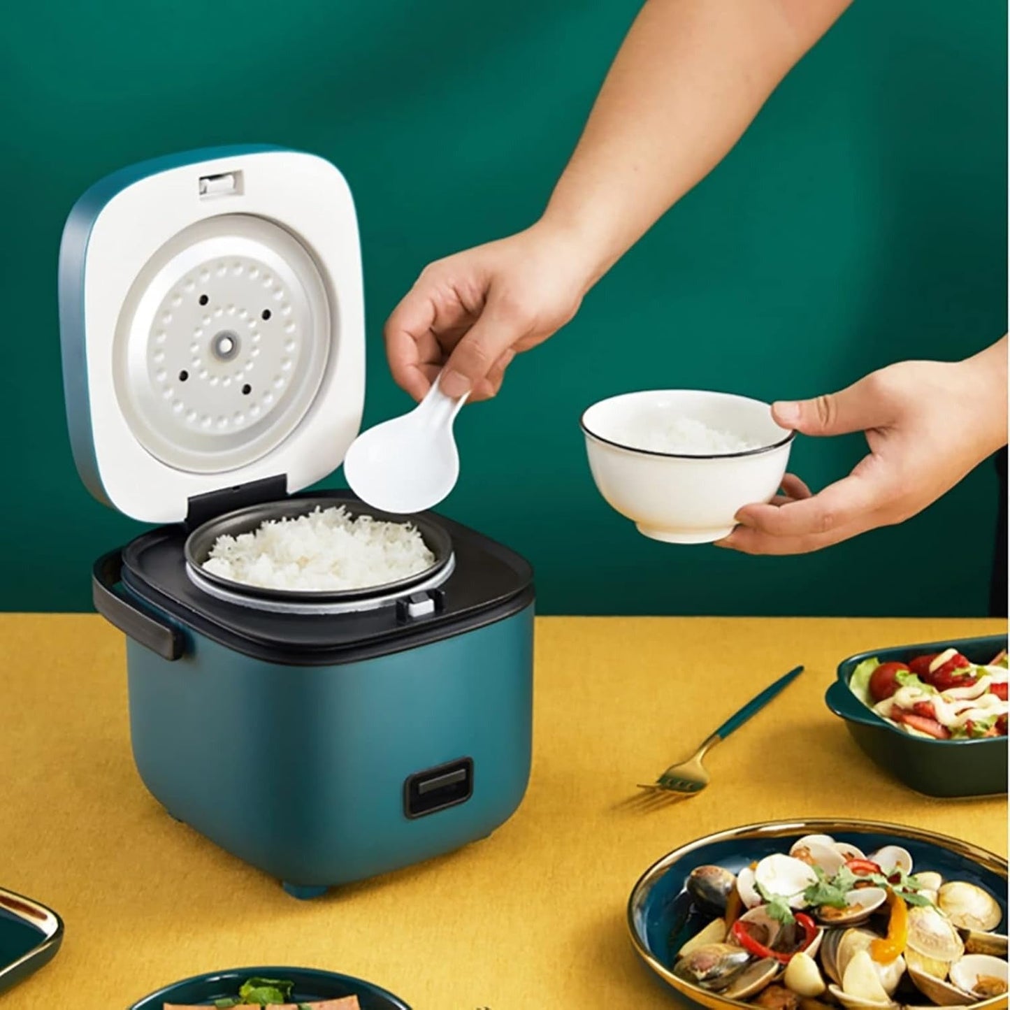 Compact 1.2L Rice Cooker with Steamer and One-Touch Control
