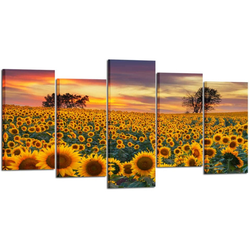 5-Piece Bright Blooms Canvas Art Set for Home Décor