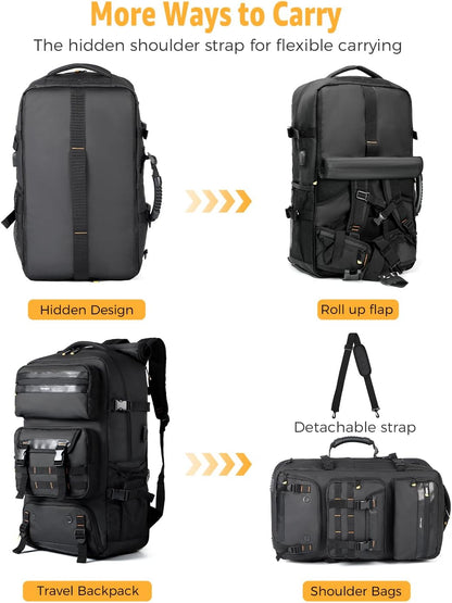 50L Versatile Travel Backpack with Shoe Compartment & USB Charger