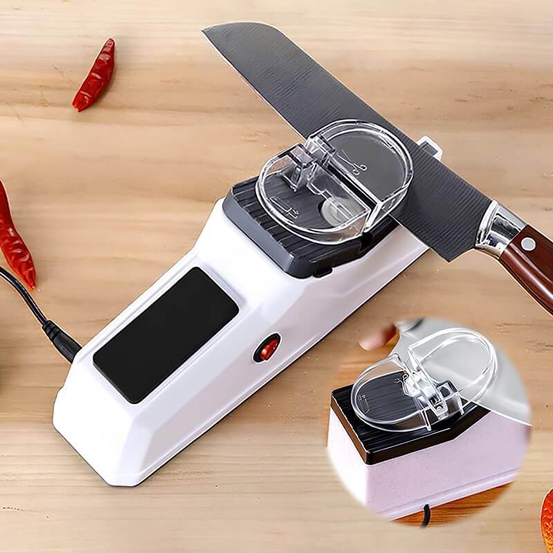 Electric Knife Sharpener with 3 Settings | Includes 5 Free Grinding Discs & USB Charging | Compact, Safe & Professional