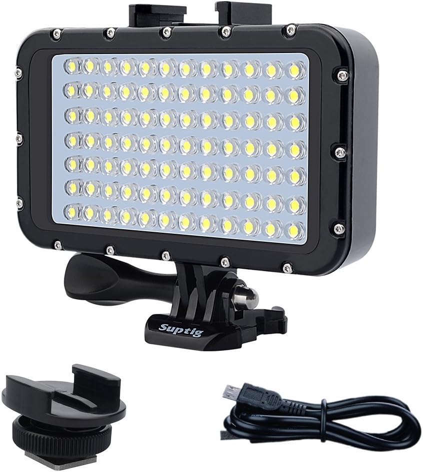 AquaBeam Pro Underwater LED Light - 84 High-Power Dimmable LEDs, Waterproof to 164ft for Action Cameras