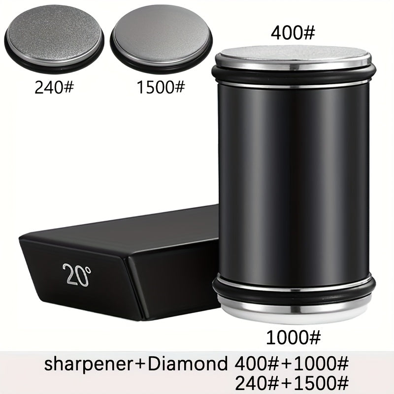 DuoSharp Sharpening Stone Set with Magnetic Holder | Diamond Stone | 15° & 20° Angles | Wood & Metal