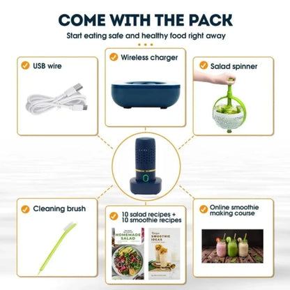 Instantly Eliminates 99% of Bacteria and Pesticides from Food