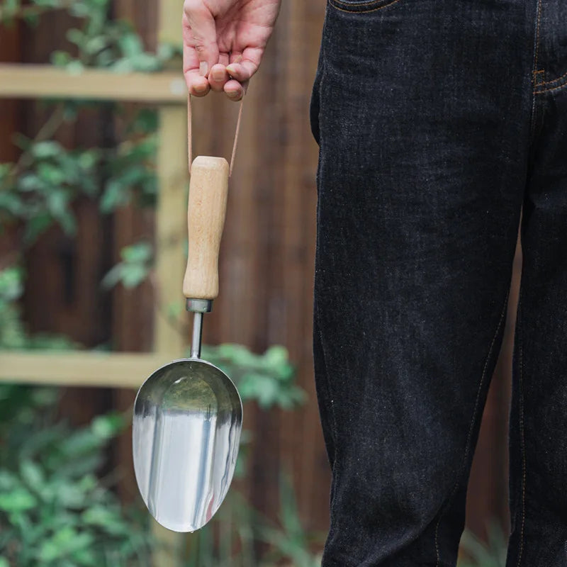 5-Piece Garden Tool Set | Stainless Steel Gloves with Wooden Handle | Shovel, Rake, Plant Fork