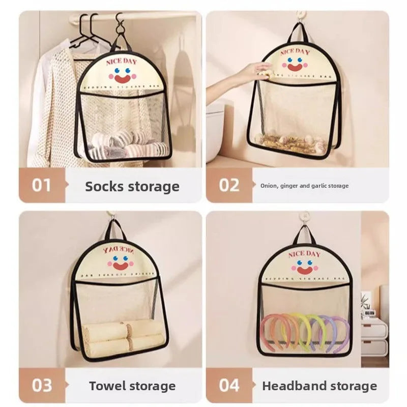 Hanging Wall Storage Bag | Mesh Organizer for Socks and Underwear | Door and Closet Mount
