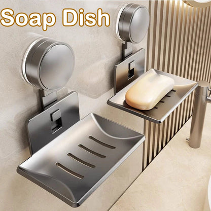 Soap Holder with Suction Cup | Drill-Free | Wall Mount 12.6 x 12.4 x 8.4 cm