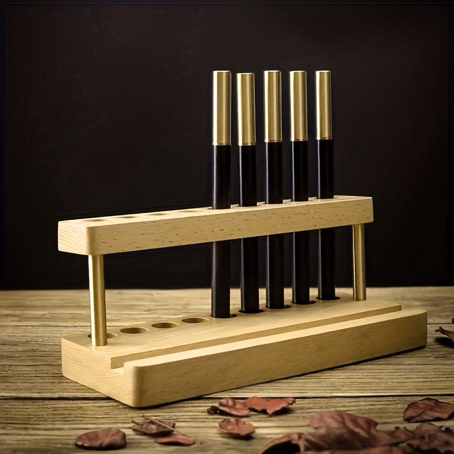 Solid Walnut Desk Organizer with Brass Accents – Elegant Office Storage