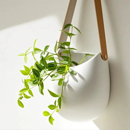 Hanging Vase Wall Planter | White Ceramic Finish | 11 cm | Modern Decor for Plants & Succulents
