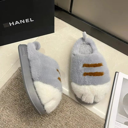 Women's Cat Paw Slippers | Soft & Cozy | Comfortable, Non-Slip | Fun Cat House Shoes for Home and Garden