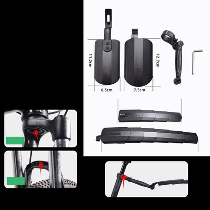 Adjustable Retractable Mudguard Set for Bicycles