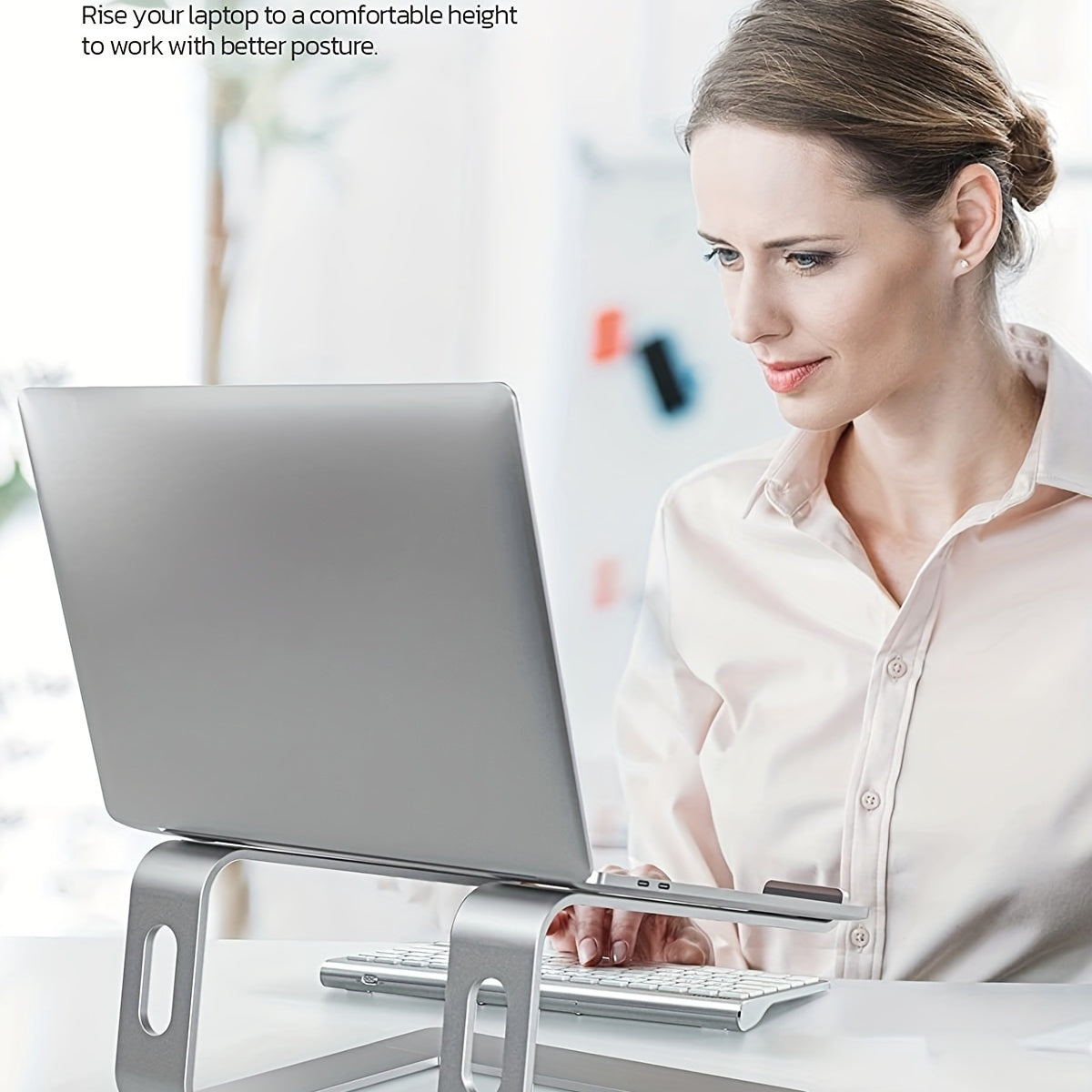 Ergonomic Ventilated Laptop Stand in Aluminum