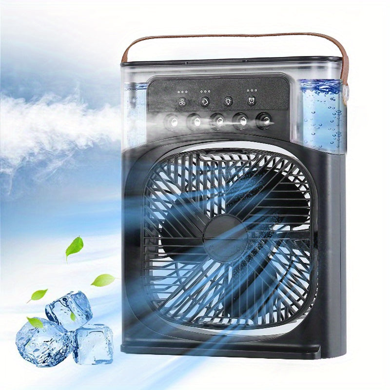 Compact Air Cooler for Home and Office - 3-Speed Hydrocooling Fan with 5 Humidifier Spray Heads